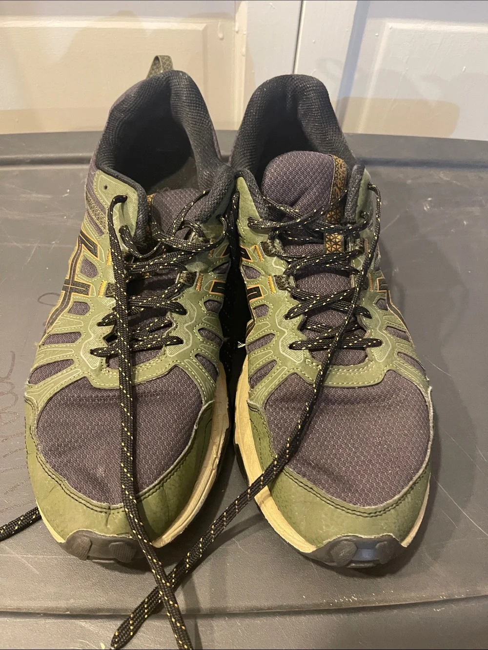 Asics Men's Olive Green and Black Athletic Trail Shoes